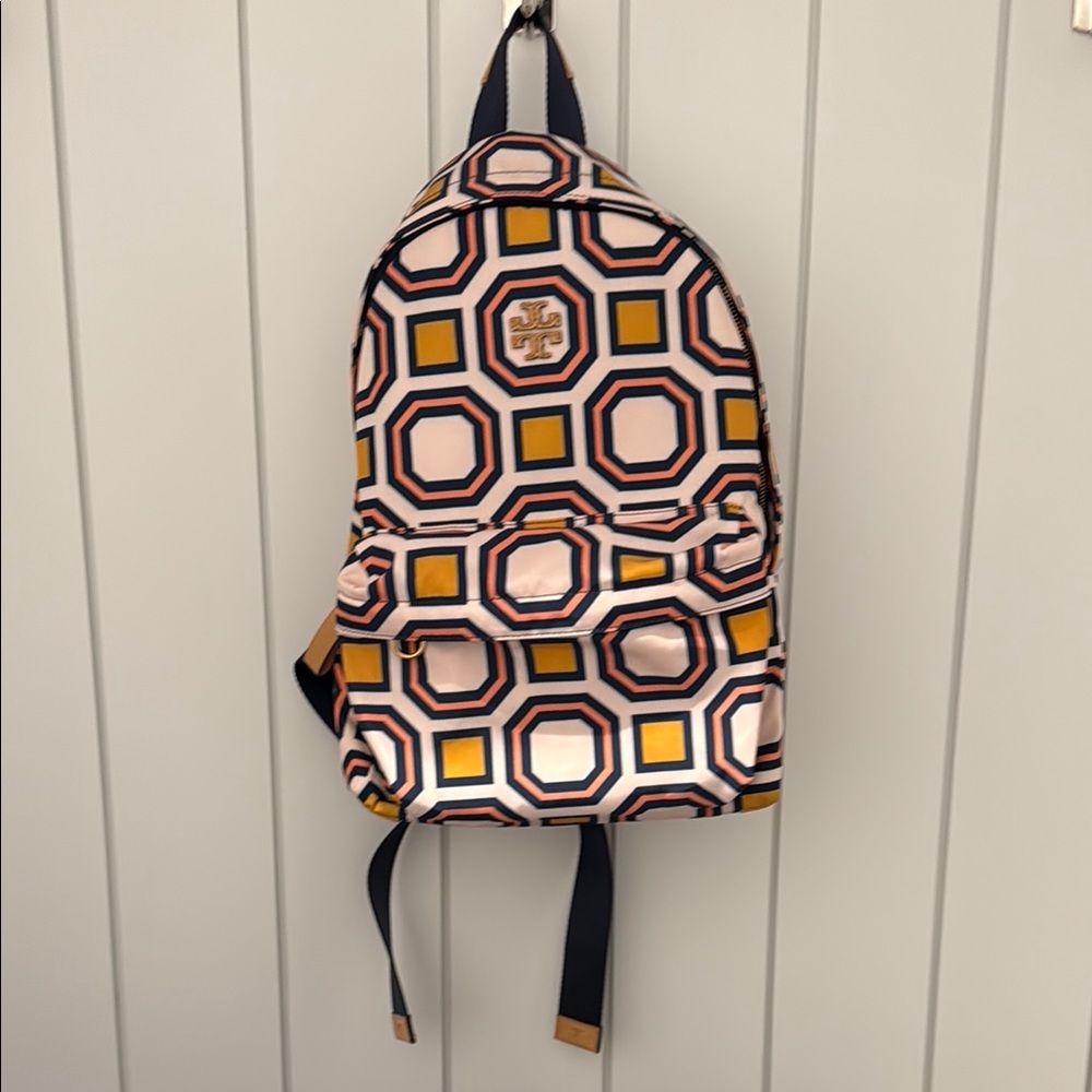 Tory Burch Pink and Orange Geometric Backpack